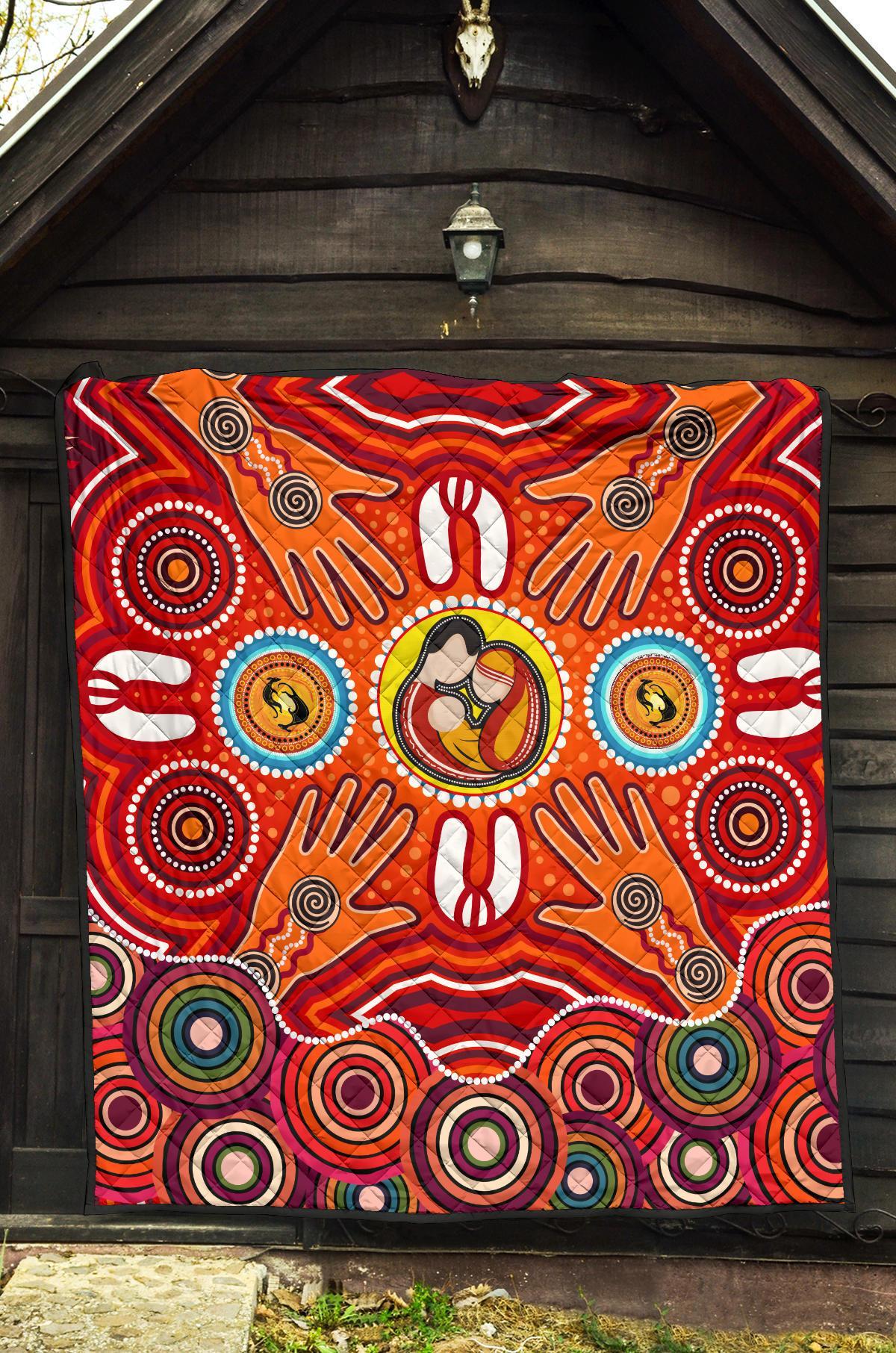 quilts-aboriginal-family-with-dot-painting-art
