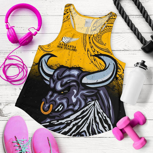 New Zealand Maori Women Racerback Tank Taranaki  Bull - Vibe Hoodie