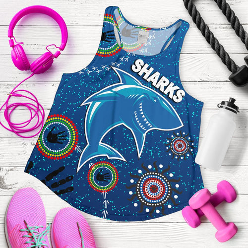Naidoc Sharks Women Racerback Tank Cronulla Aboriginal Style - Vibe Hoodie
