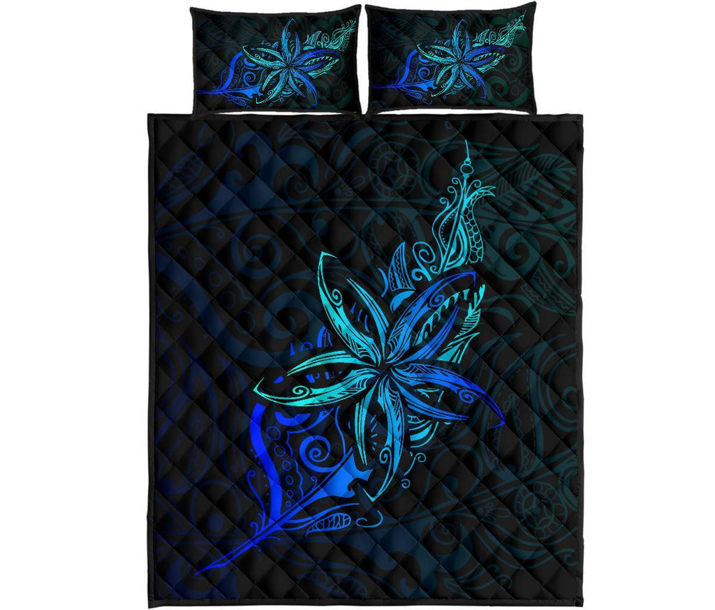new-zealand-light-silver-fern-x-frangipani-tattoo-quilt-bedding-sets-blue