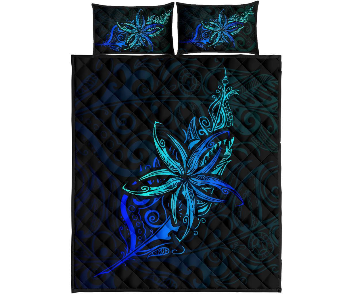 new-zealand-light-silver-fern-x-frangipani-tattoo-quilt-bedding-sets-blue