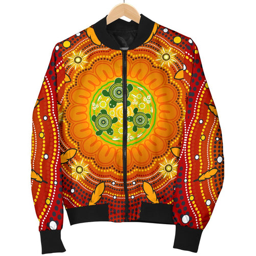 aboriginal-womens-bomber-jacket-turtle-circle-dot-painting-art