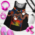 Aboriginal Women's Racerback Tank, Australian Boomerang and Snake Indigenous Art - Vibe Hoodie