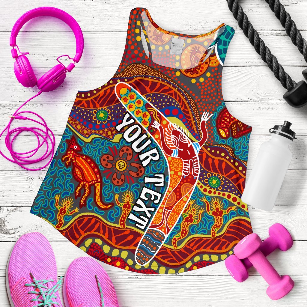 Aboriginal Personalised Women's Racerback Tank - Indigenous Boomerang - Vibe Hoodie