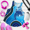 Aboriginal Women's Racenack Tank - Dolphin And Aboriginal Dot Patterns - Vibe Hoodie