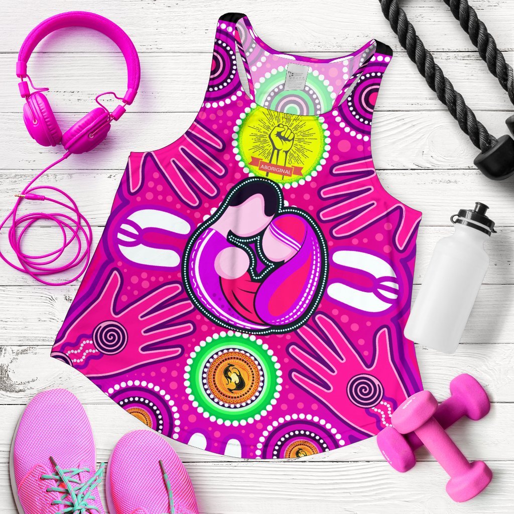 Racerback Tanks - Aboriginal Family With Dot Painting art - Vibe Hoodie