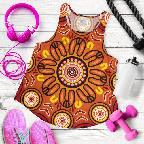 Aboriginal Women's Racerback Tank - Circle Flowers Patterns VER01 - Vibe Hoodie
