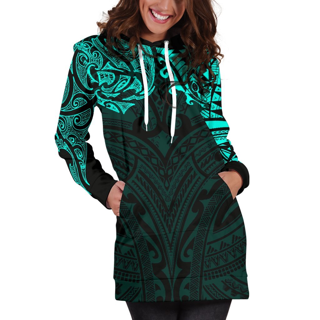 new-zealand-womens-hoodie-dress-maori-polynesian-tattoo-turquoise
