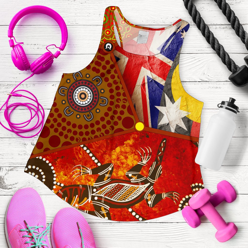 Racer tanks - Aboriginal Dot Pattern & Flags, Crocodile - Vibe Hoodie