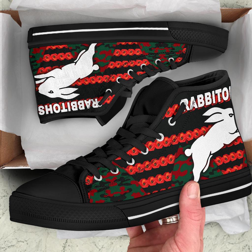 south-sydney-rabbitohs-high-top-shoe-anzac-day-poppy-flower-vibes