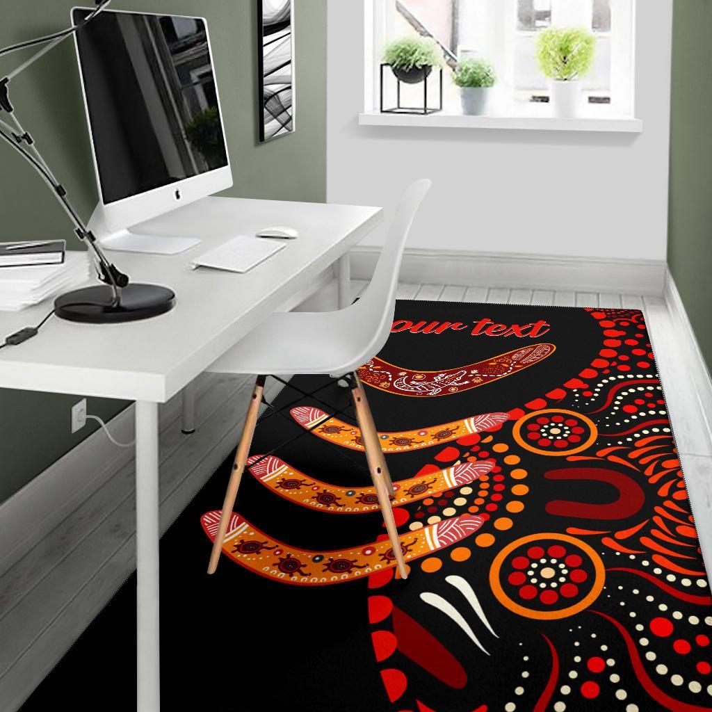 aboriginal-personalised-area-rug-aboriginal-boomerangs-with-dot-painting-pattern