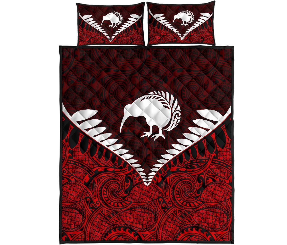 kiwi-silver-fern-classic-quilt-bed-set-red