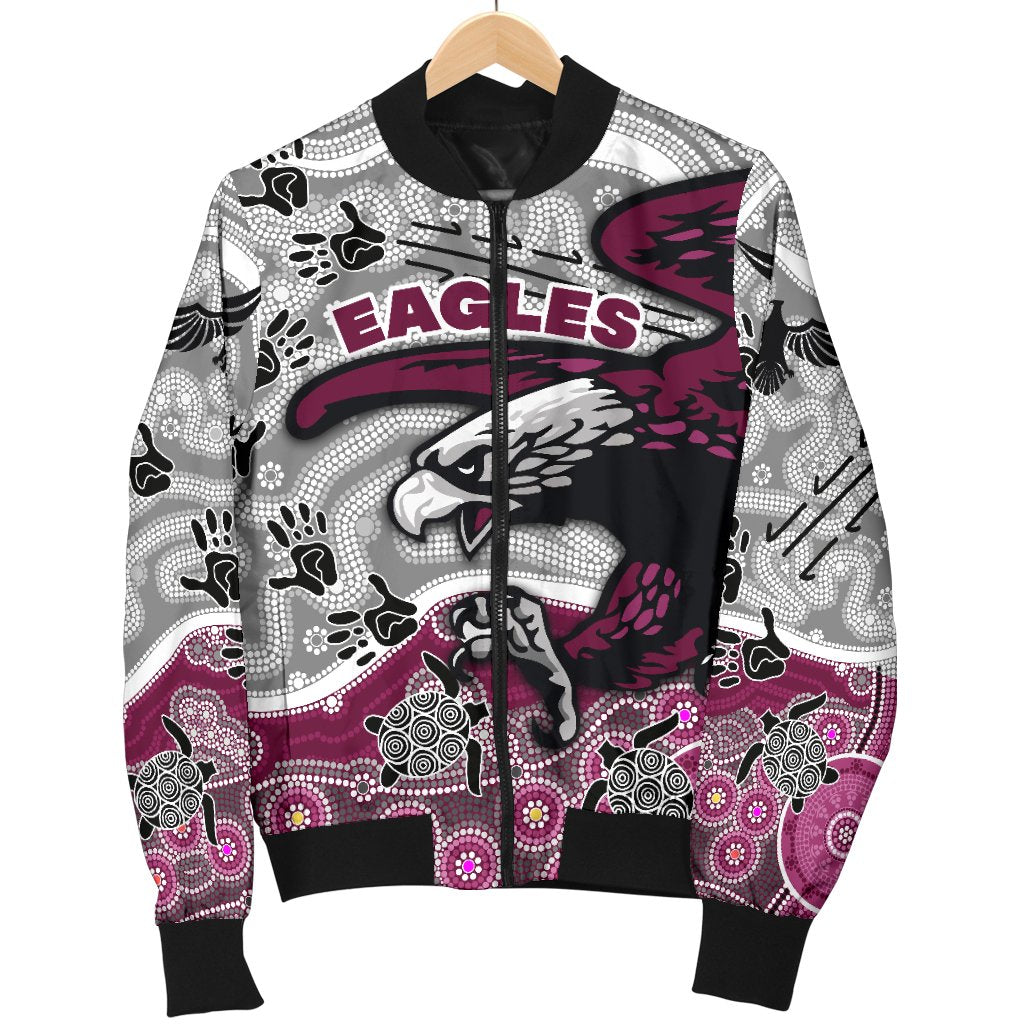 custom-personalised-sea-eagles-womens-bomber-jacket-aboriginal-style