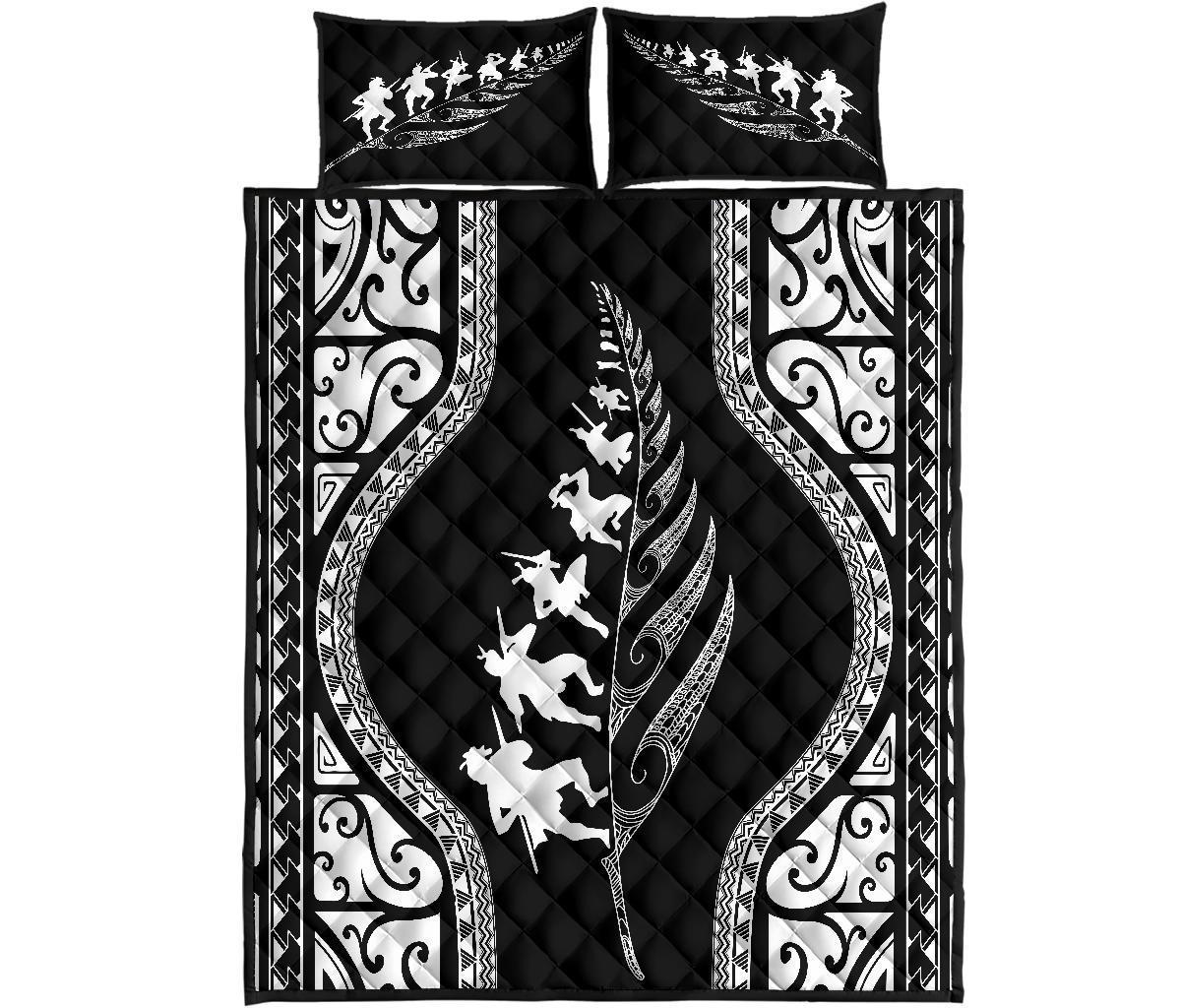 new-zealand-haka-fern-quilt-bed-set-black