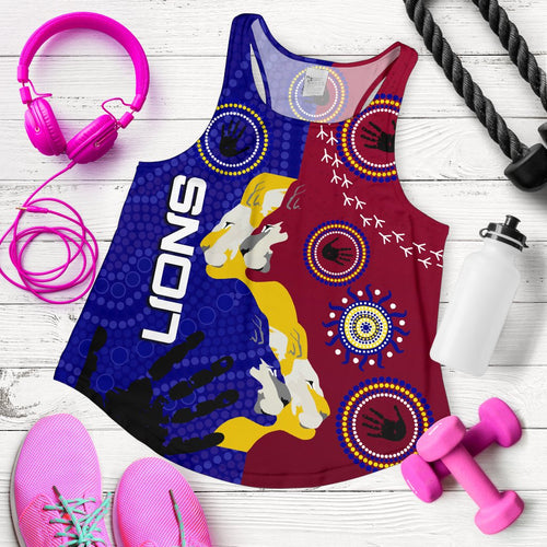 Naidoc Brisbane Lions Women Racerback Tank Indigenous Style - Vibe Hoodie