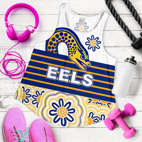 Eels Rugby Women Racerback Tank Indigenous Parramatta Newest White - Vibe Hoodie