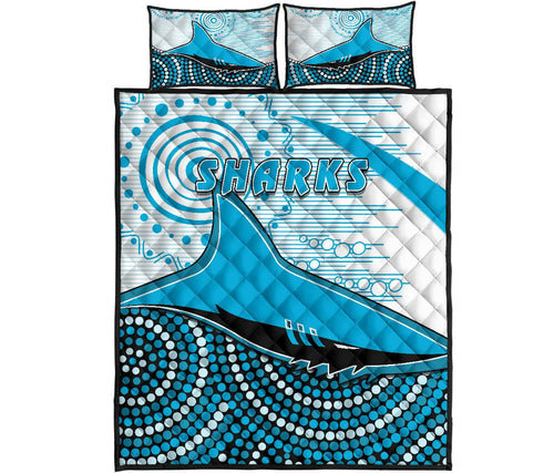 sharks-quilt-bed-set-cronulla-indigenous-unique