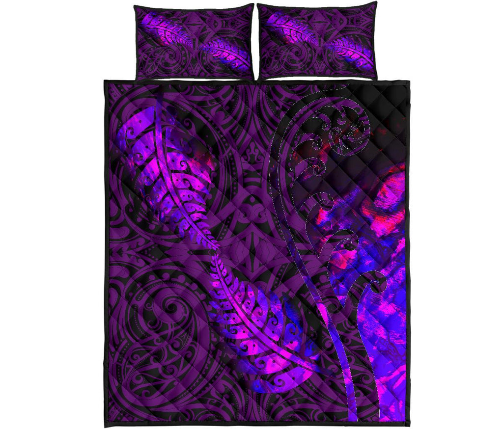 aotearoa-maori-quilt-bed-set-silver-fern-koru-vibes-purple