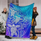 aboriginal-premium-blanket-sea-turtle-with-indigenous-patterns-blue