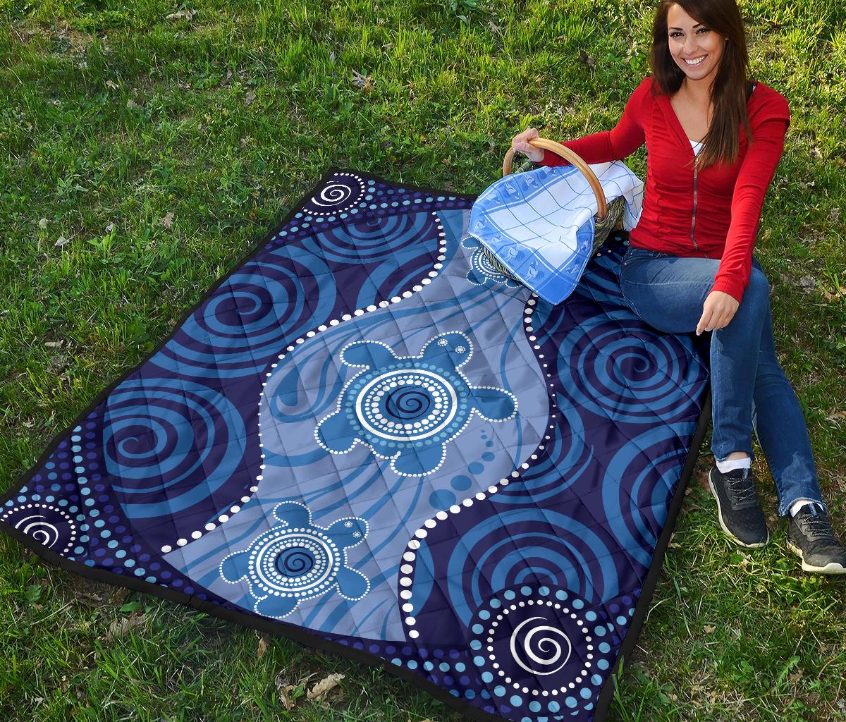 aboriginal-premium-quilt-australian-blue-turtle-aboriginal-art