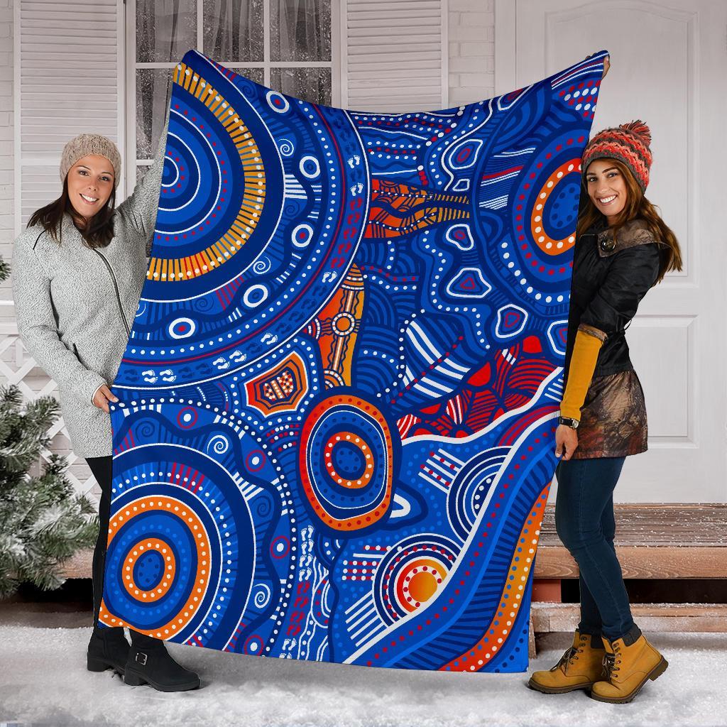 aboriginal-premium-blanket-indigenous-footprint-patterns-blue-color