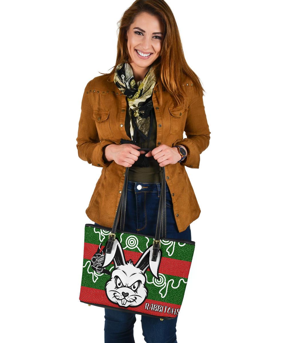 rabbitohs-indigenous-small-leather-tote-rabbit-head