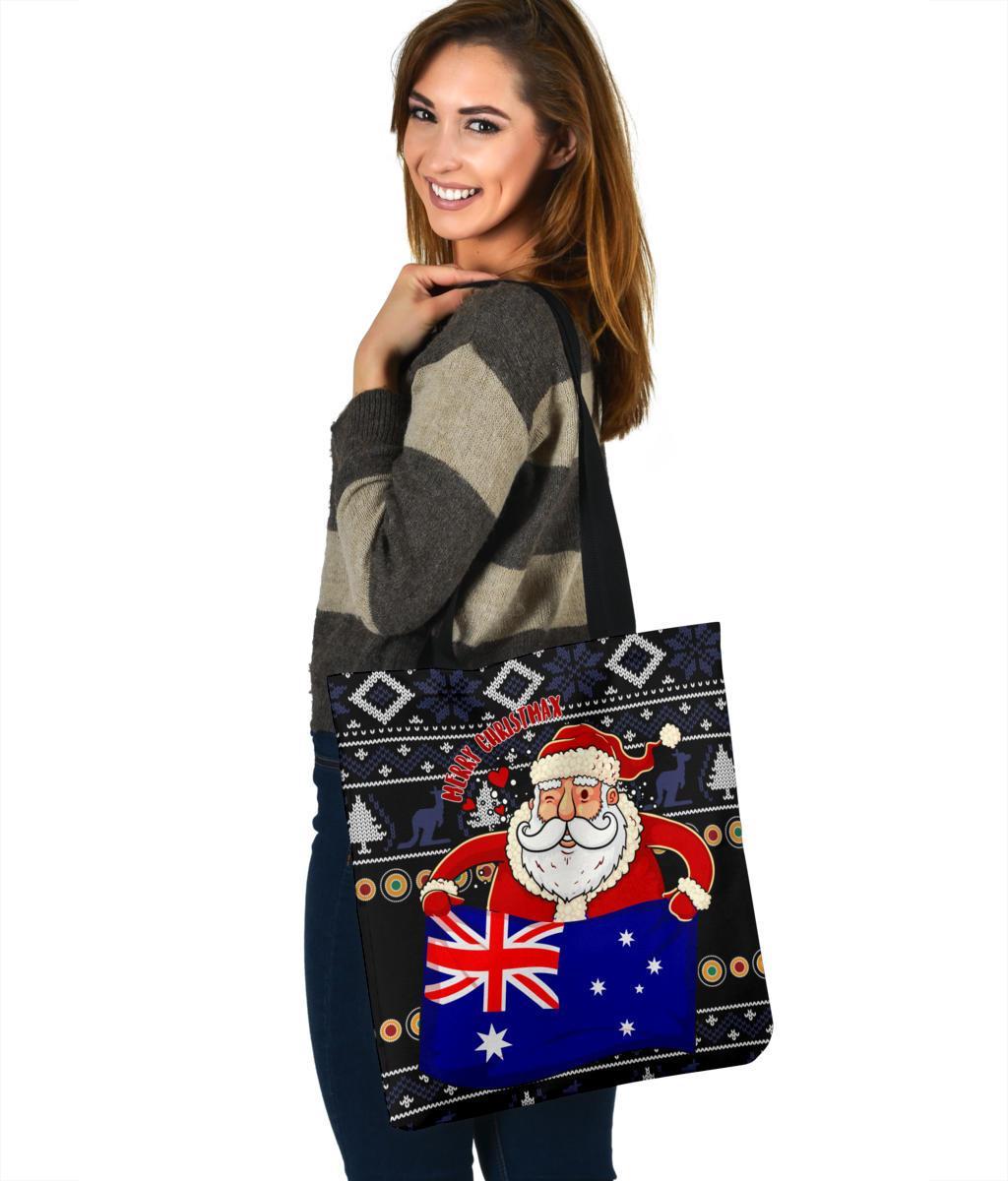 christmas-tote-bags-australia-santa-claus-hold-the-flag-black