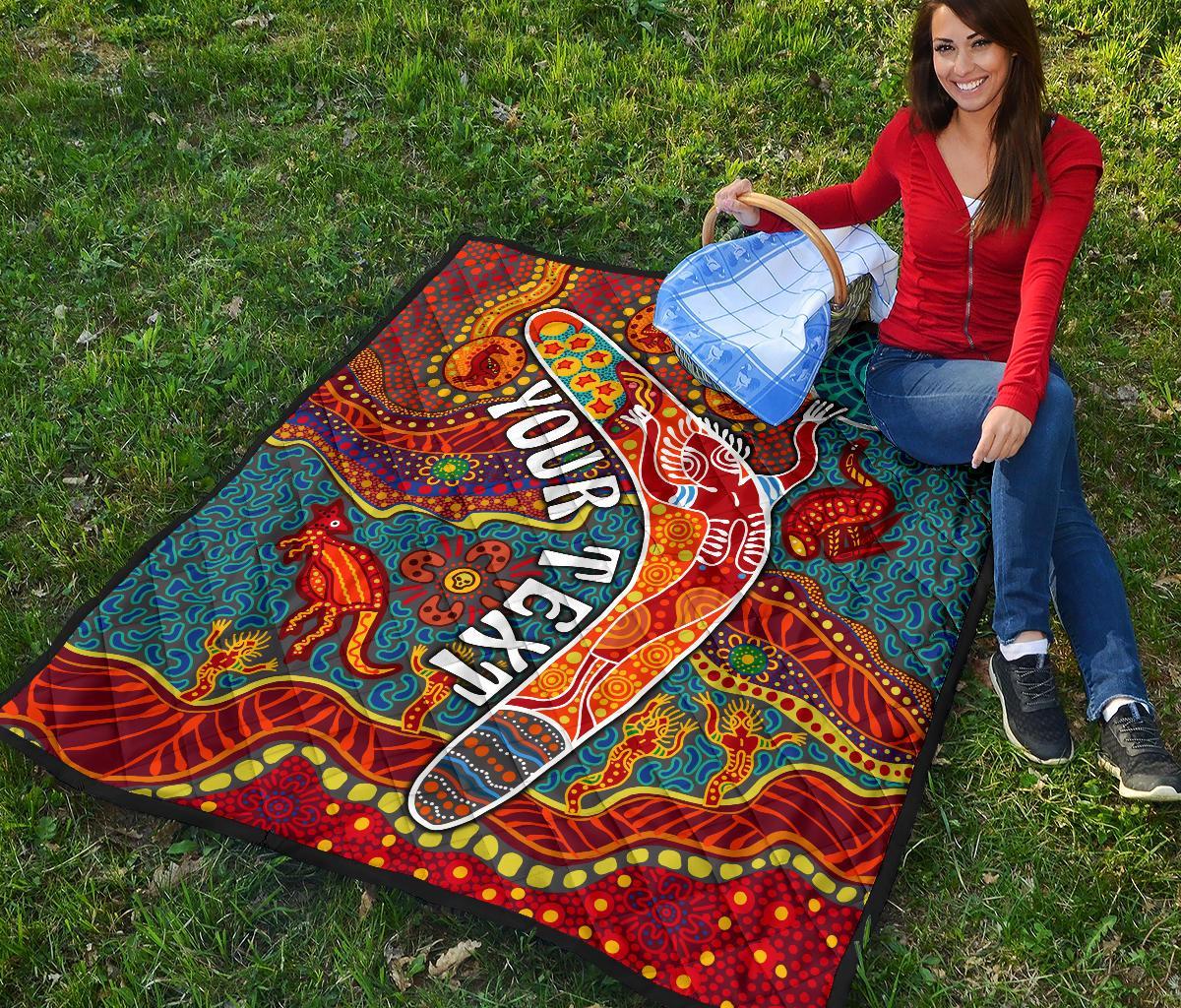 aboriginal-personalised-premium-quilt-indigenous-boomerang