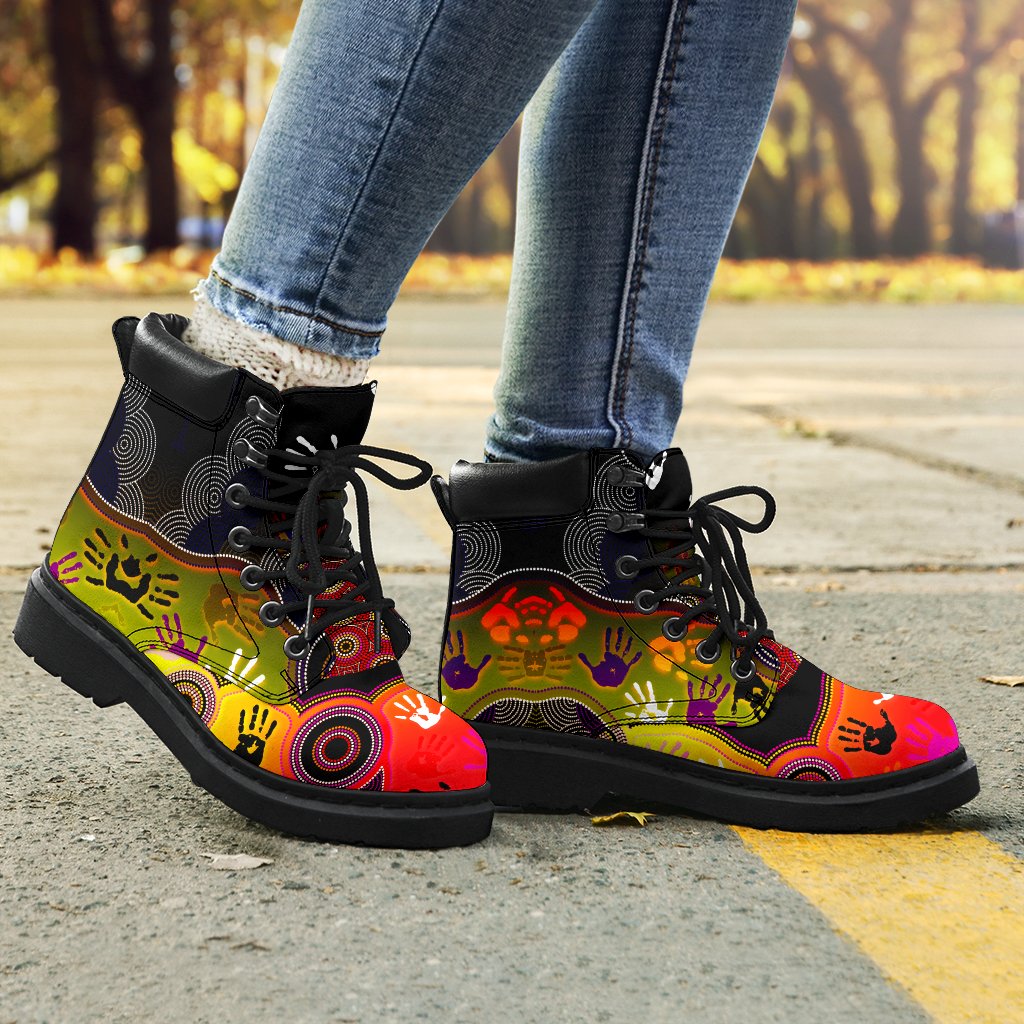 aboriginal-all-season-boots-indigenous-circle-dot-painting-hand-art