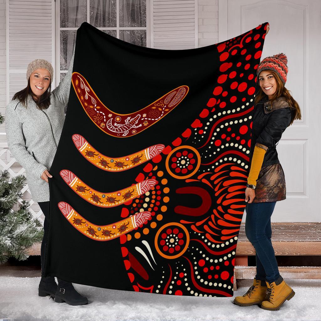 aboriginal-premium-blanket-aboriginal-boomerangs-with-dot-painting-pattern