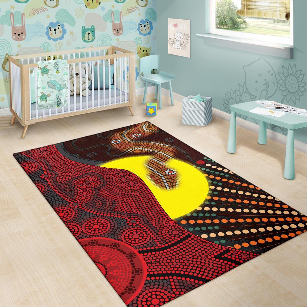 aboriginal-area-rug-indigenous-snake-sun-dot-painting
