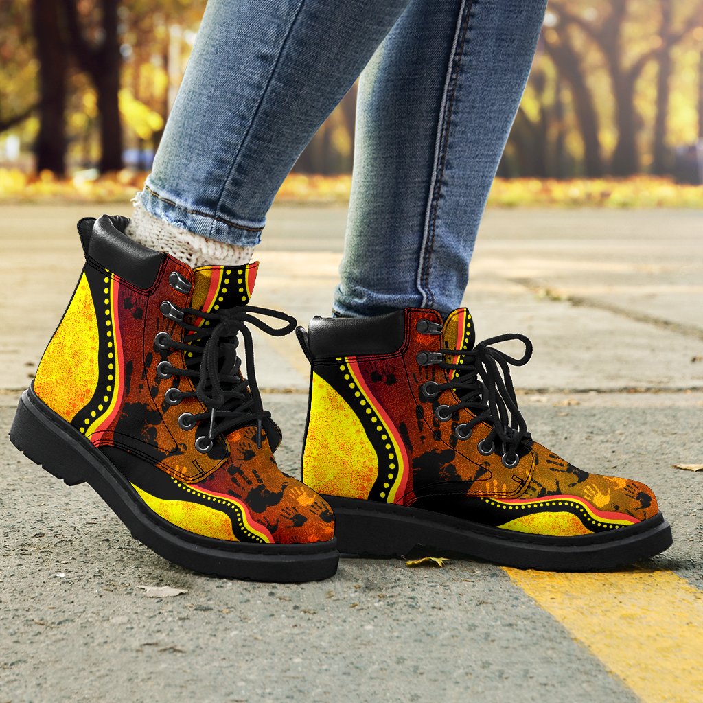 boots-aboriginal-rock-painting-hand-art-golden-style-all-season-02-bn15