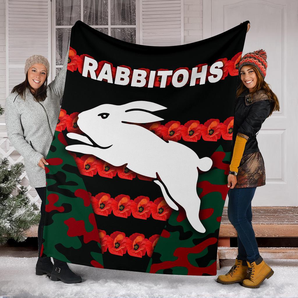 south-sydney-rabbitohs-premium-blanket-anzac-day-poppy-flower-vibes