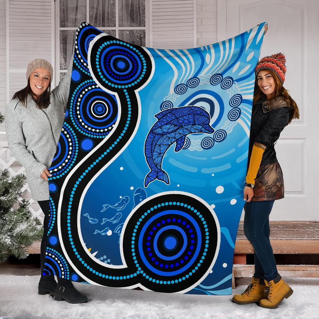 aboriginal-premium-blanket-dolphin-and-aboriginal-dot-patterns