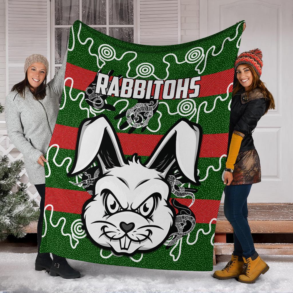 rabbitohs-indigenous-premium-blanket-rabbit-head