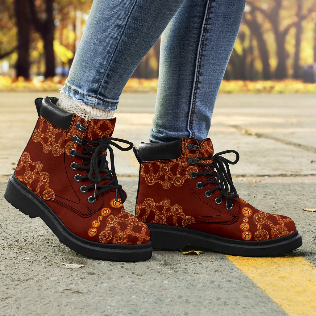aboriginal-boots-circle-dot-painting-aussie-flowers-all-season