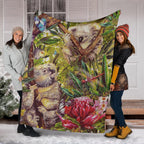koala-premium-blanket-3d-koala-with-waratah-flower-blanket