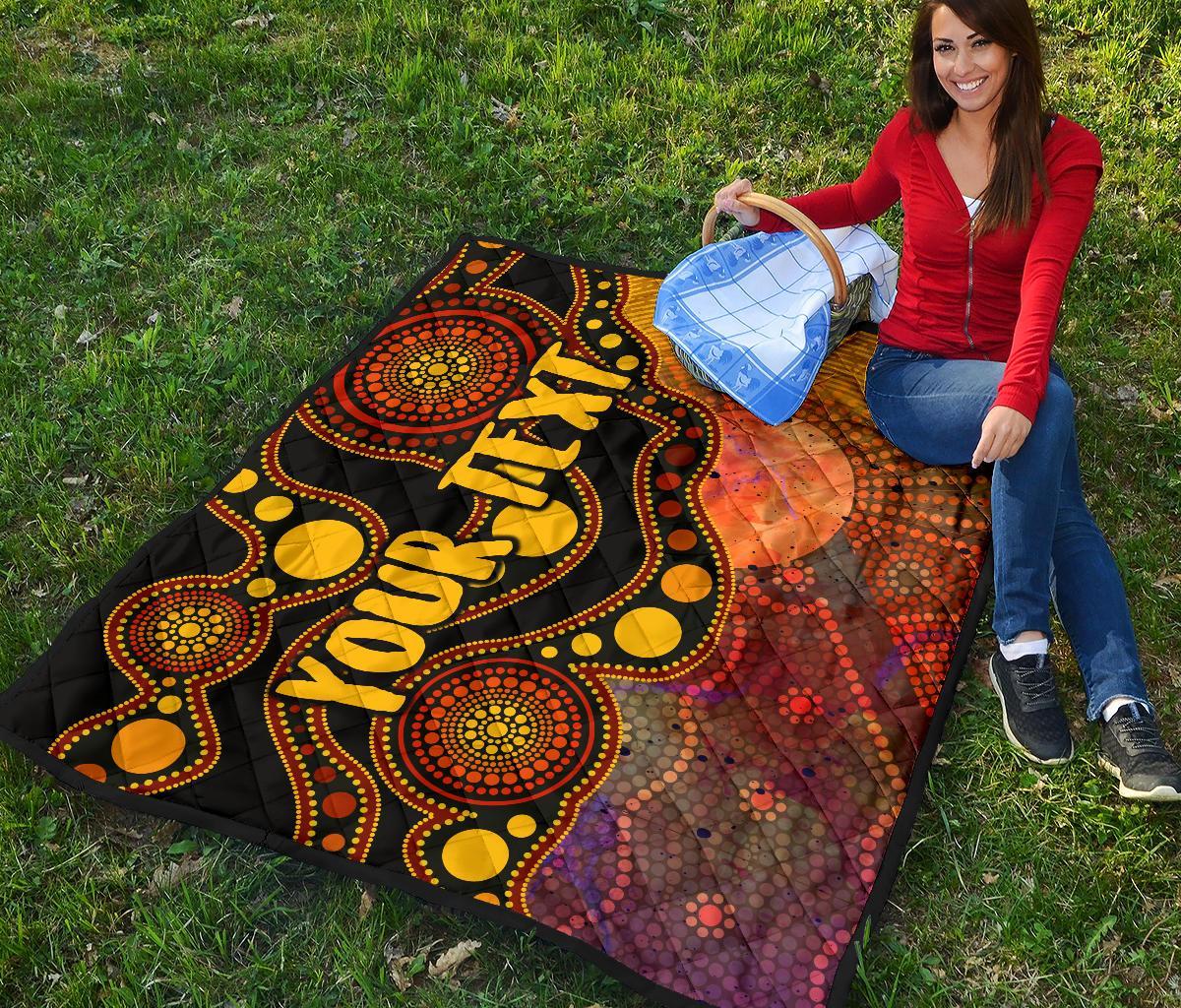 custom-text-aboriginal-premium-quilt-australia-indigenous-flag-circle-dot-painting-art-golden