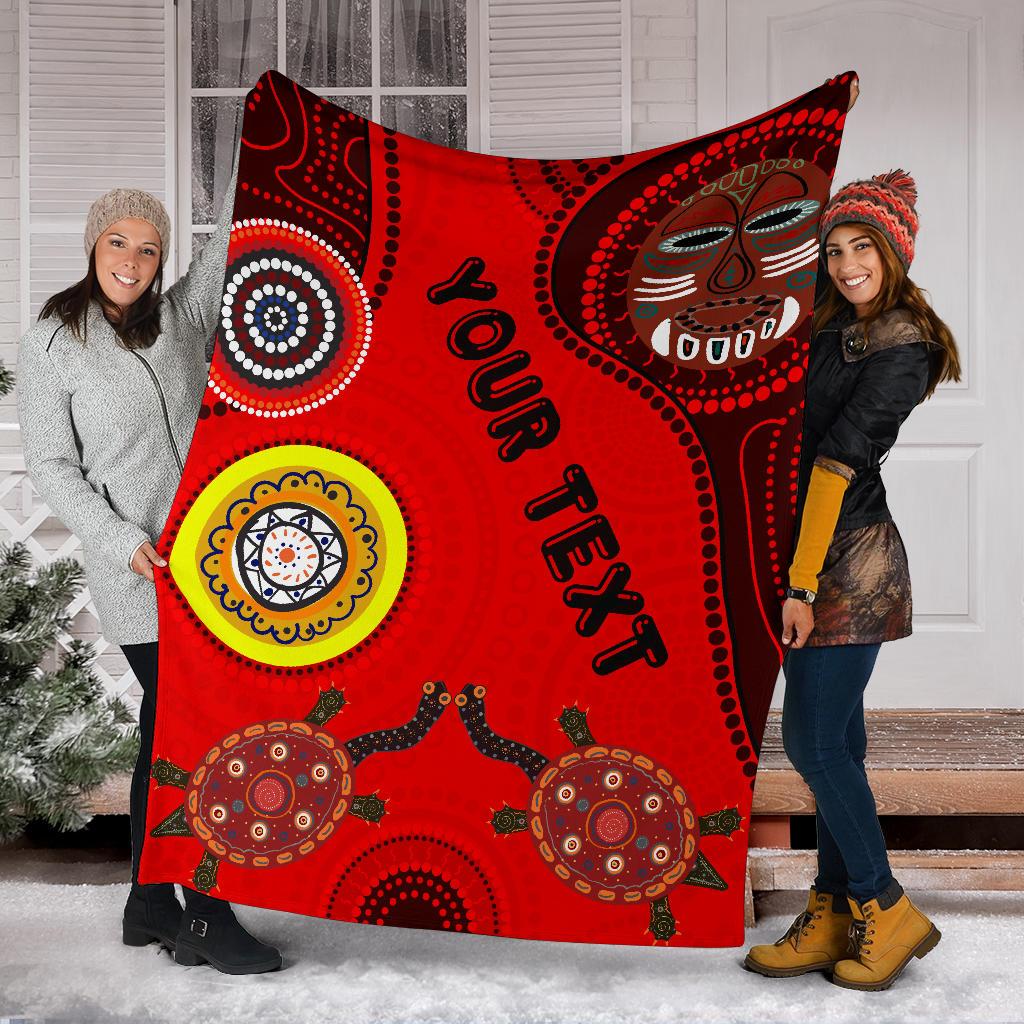 custom-text-premium-blanket-aboriginal-dot-pattern-turtle