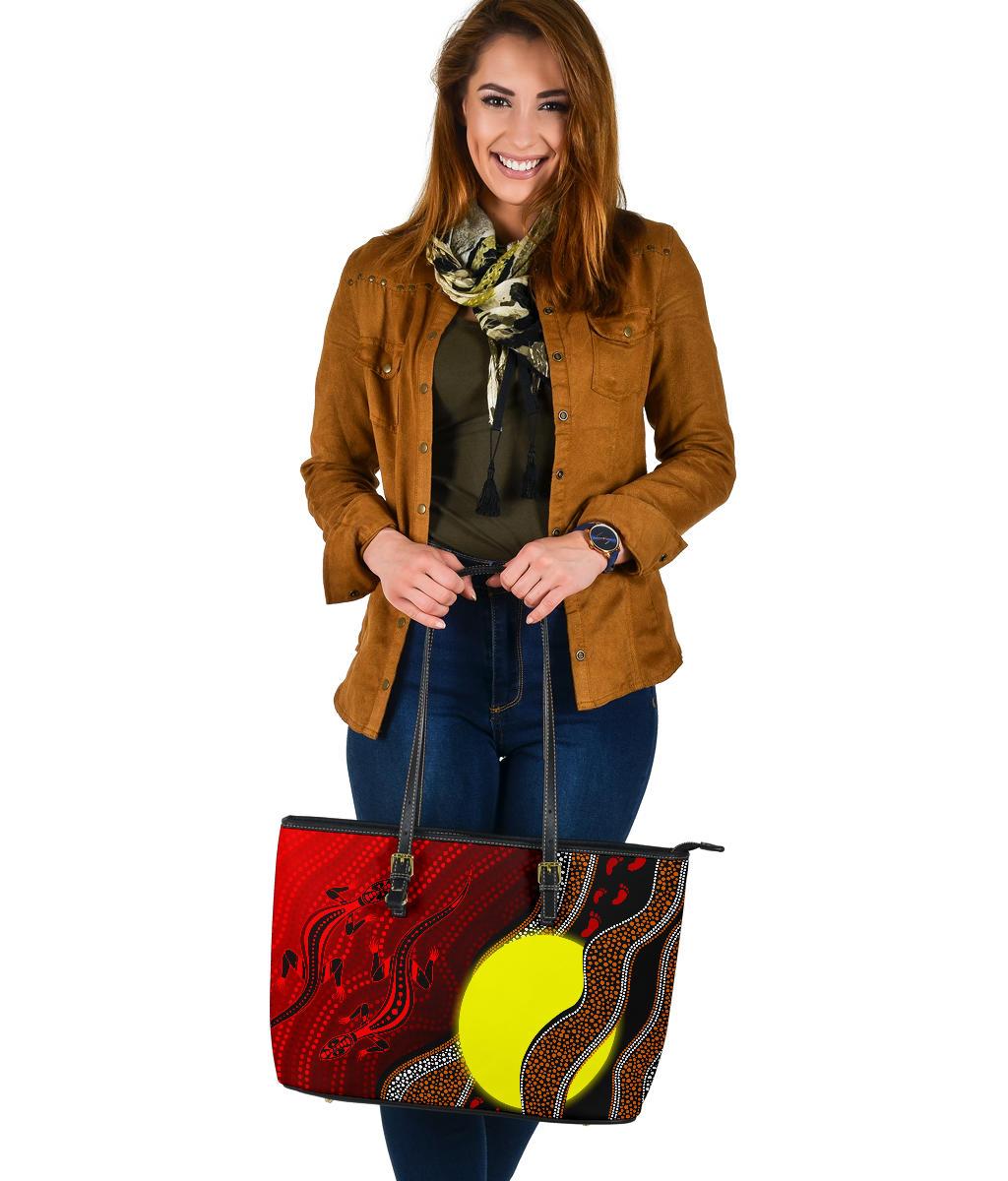 aboriginal-leather-tote-bag-aboriginal-flag-lizard-dot-painting-style