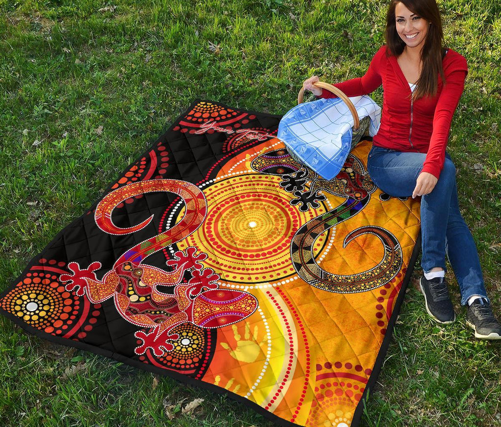 aboriginal-personalised-premium-quilt-couple-aboriginal-lizards