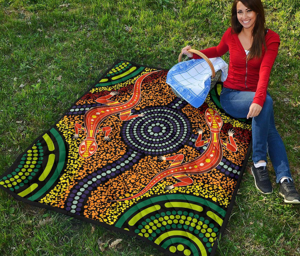 1st-australiapremium-quilt-aboriginal-two-lizards-dot-painting-circle
