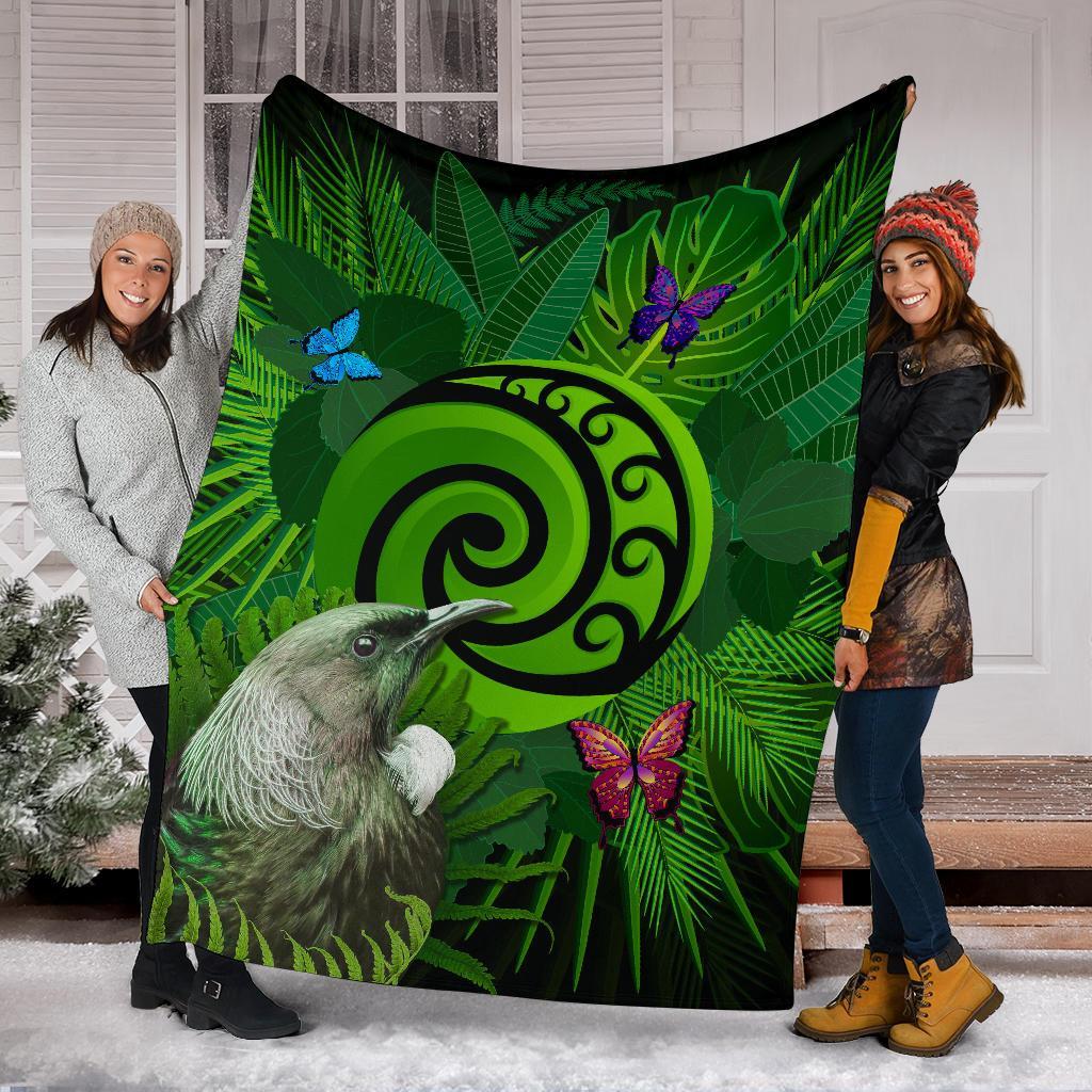 new-zealand-premium-blanket-koru-fern-mix-tui-bird-tropical-floral