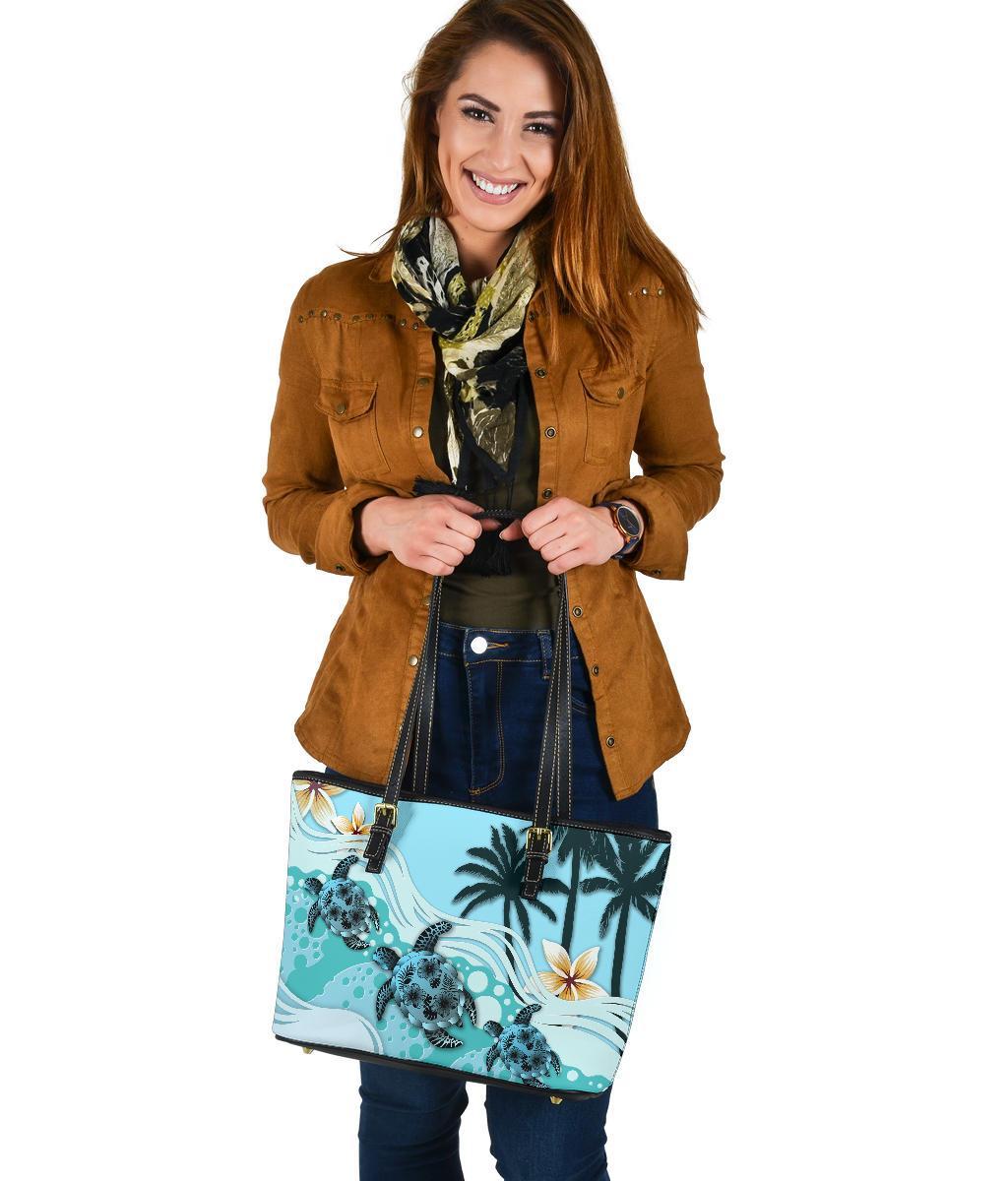 new-zealand-small-leather-tote-blue-turtle-hibiscus