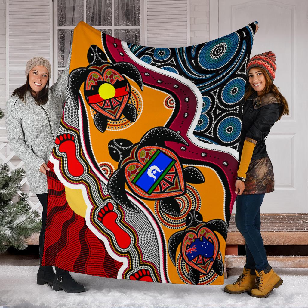 premium-blanket-australia-aboriginal-dots-with-turtle-and-naidoc-flags