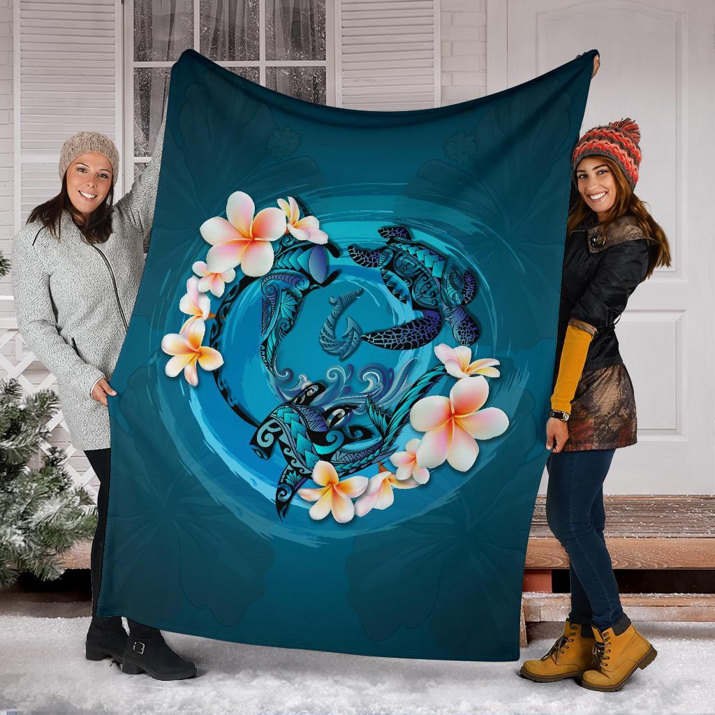 new-zealand-premium-blanket-blue-plumeria-animal-turtle-tattoo