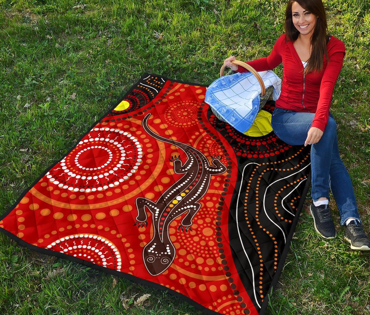 aboriginal-premium-quilt-australia-lizard-dot-painting-art