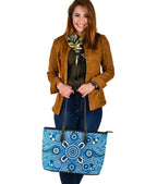 leather-tote-bag-indigenous-circle-dot-painting-blue-color