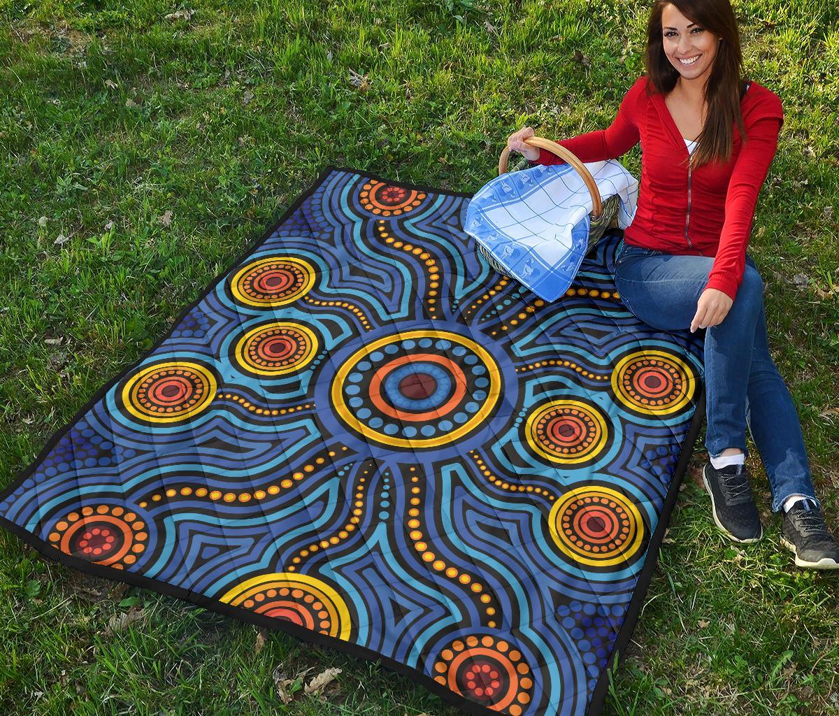 aboriginal-premium-quilt-aboriginal-flower-blue-dot-painting-art