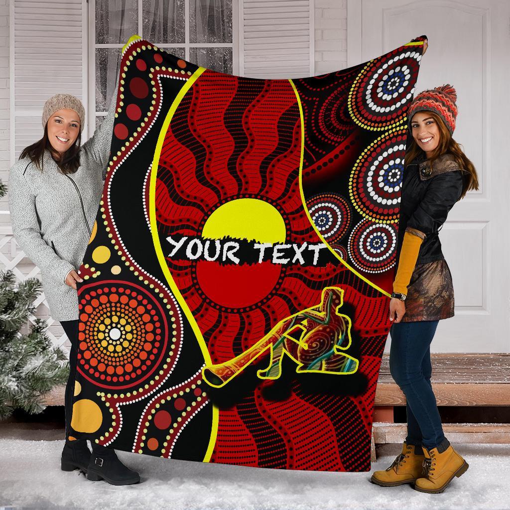 custom-premium-blanket-australia-aboriginal-dots-with-didgeridoo